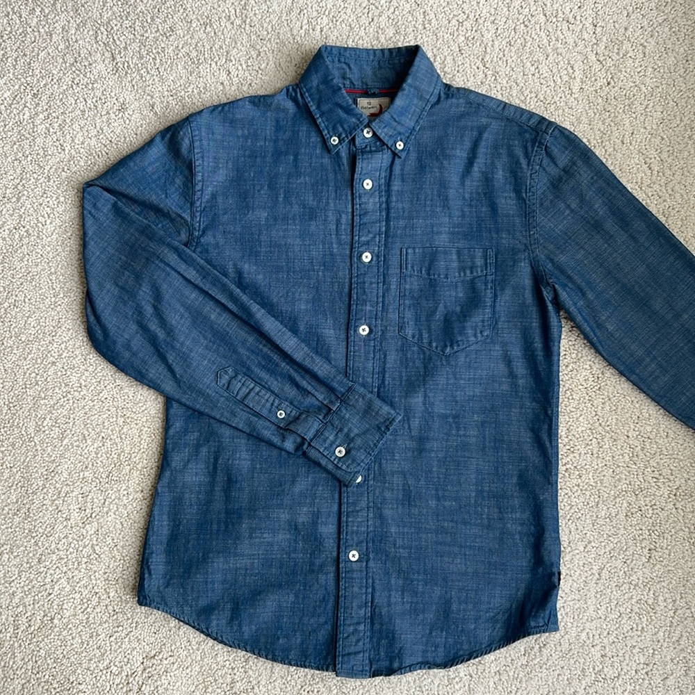 Relwen Men’s Blue Chambray Button-Down Shirt - Size S